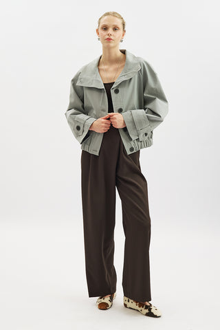 Trench-Style Bomber Jacket Blue