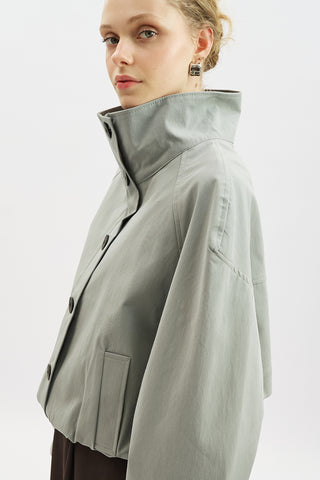 Trench-Style Bomber Jacket Blue
