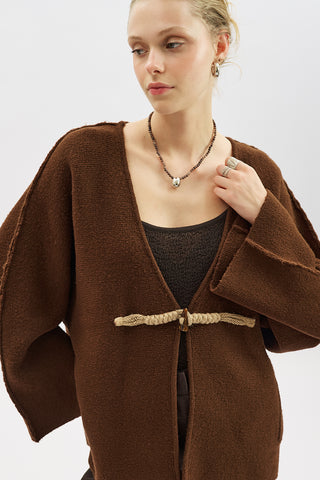 Norway Button Knit Cardigan Brown
