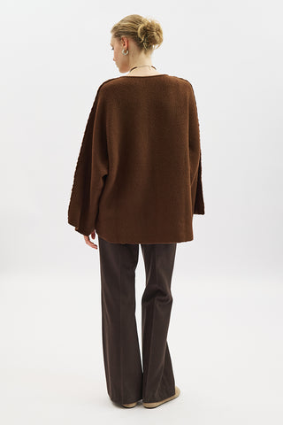 Norway Button Knit Cardigan Brown
