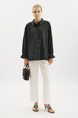 Lenny Pleat Detail Shirt Black