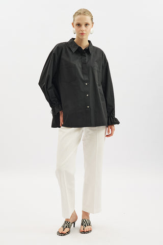 Lenny Pleat Detail Shirt Black