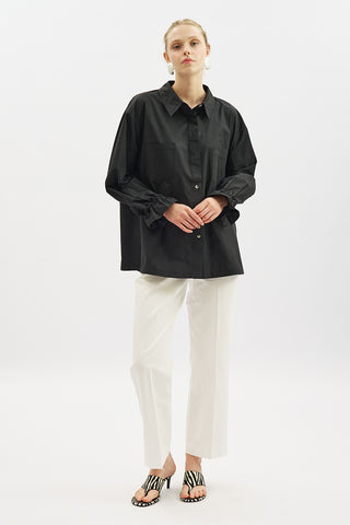 Lenny Pleat Detail Shirt Black