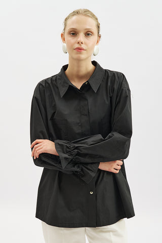 Lenny Pleat Detail Shirt Black