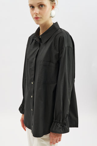Lenny Pleat Detail Shirt Black