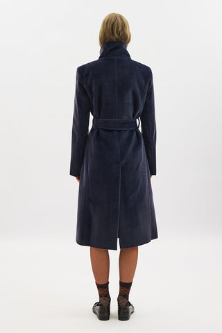 Premium Wool Trench-Style Coat Navy Blue