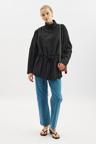 Leni Pleat Detail Shirt Black