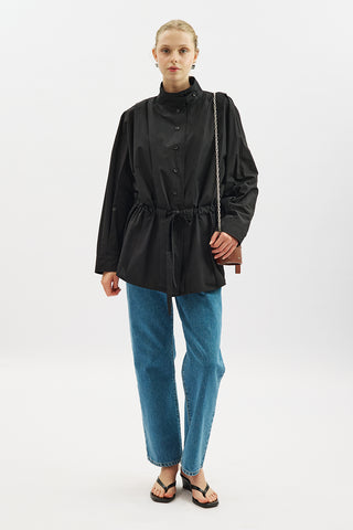 Leni Pleat Detail Shirt Black