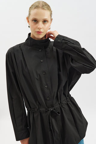 Leni Pleat Detail Shirt Black