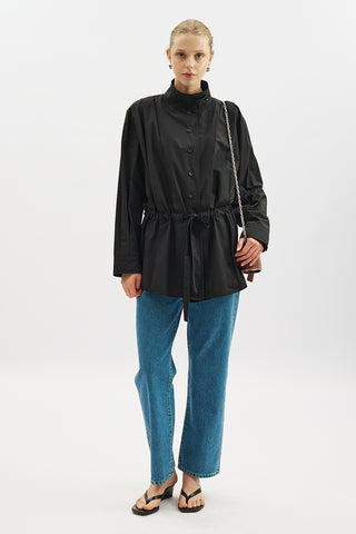 Leni Pleat Detail Shirt Black