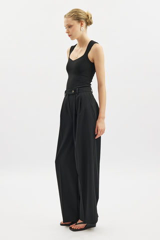 Classic Pleated Trousers Black
