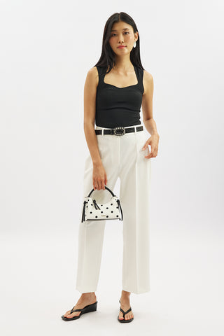 Cropped Straight Trousers Ecru