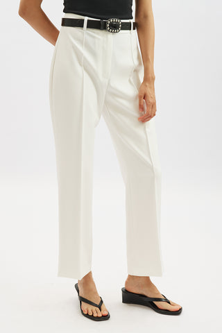 Cropped Straight Trousers Ecru