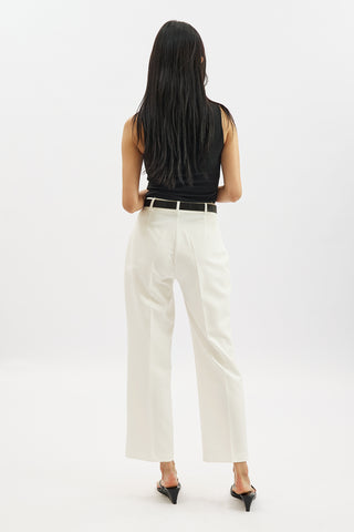 Cropped Straight Trousers Ecru