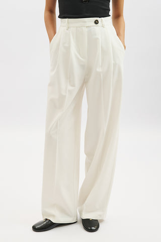 Classic Pleated Trousers Ecru