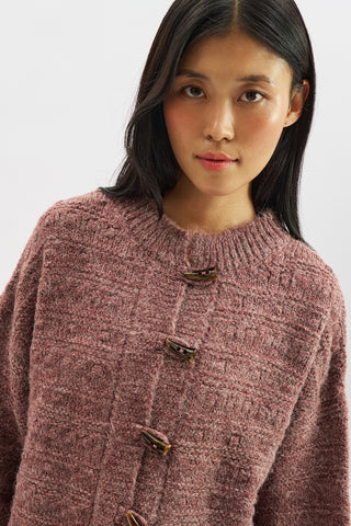 Chunky Button Knit Cardigan Burgundy