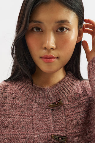 Chunky Button Knit Cardigan Burgundy