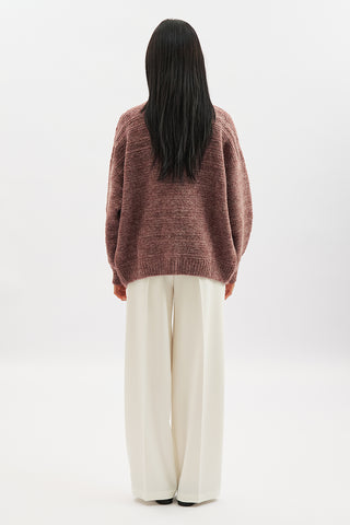 Chunky Button Knit Cardigan Burgundy