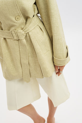 High Neck Belted Trench Coat Light Brown