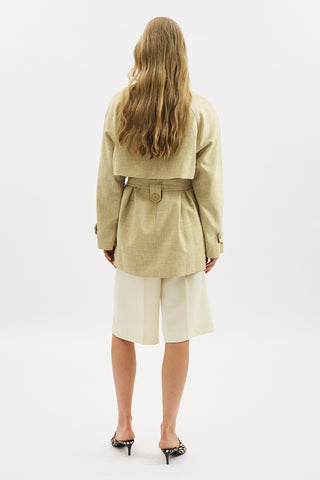 High Neck Belted Trench Coat Light Brown