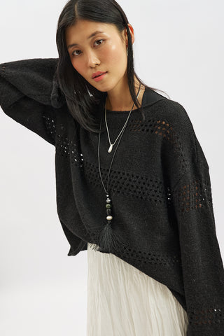 Open Knit Sweater Black