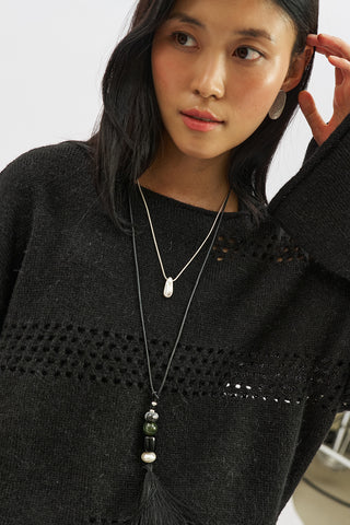 Open Knit Sweater Black