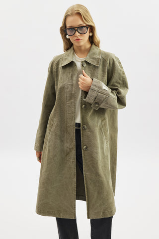 Washed Oversized Trench Coat Khaki