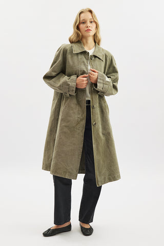 Washed Oversized Trench Coat Khaki