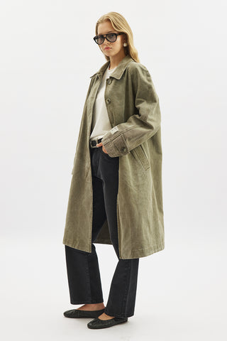 Washed Oversized Trench Coat Khaki