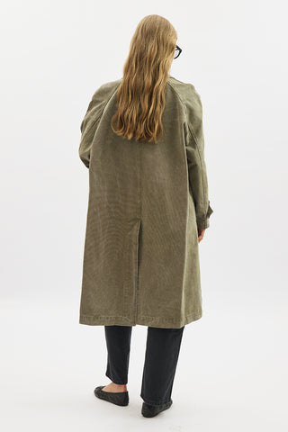 Washed Oversized Trench Coat Khaki