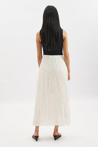 Linen Blend Crinkled Skirt Ecru