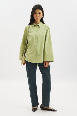 Classic Shirt With Wide Cuffs Lime Green