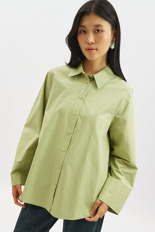 Classic Shirt With Wide Cuffs Lime Green