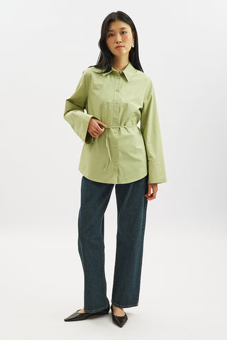 Classic Shirt With Wide Cuffs Lime Green