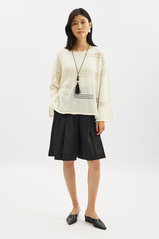 Open Knit Sweater Ecru