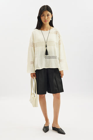 Open Knit Sweater Ecru