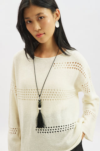 Open Knit Sweater Ecru