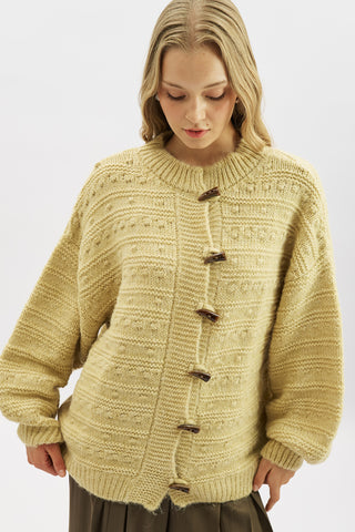 Chunky Button Knit Cardigan Saffron