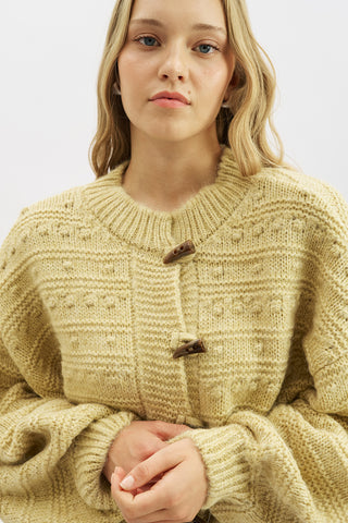 Chunky Button Knit Cardigan Saffron
