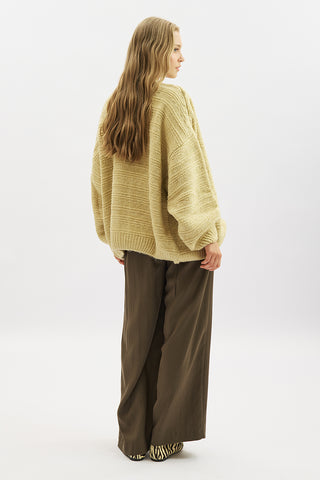 Chunky Button Knit Cardigan Saffron