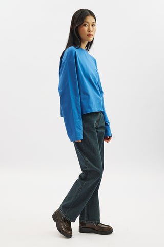 Long Sleeve Embroidered T-Shirt Blue