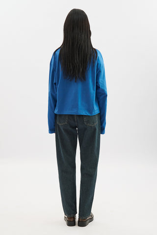 Long Sleeve Embroidered T-Shirt Blue