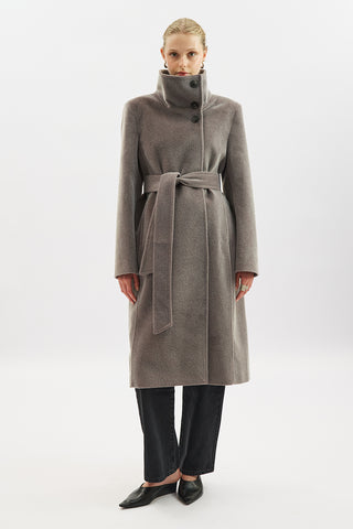 Premium Wool Trench-Style Coat Soft Grey