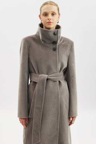 Premium Wool Trench-Style Coat Soft Grey