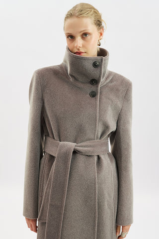 Premium Wool Trench-Style Coat Soft Grey
