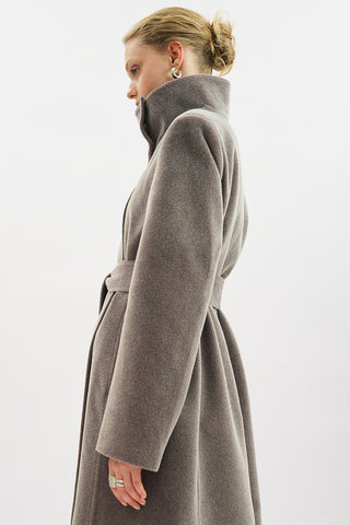 Premium Wool Trench-Style Coat Soft Grey