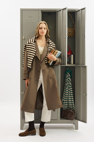 Double-Breasted Trench Coat With Buttons Mink