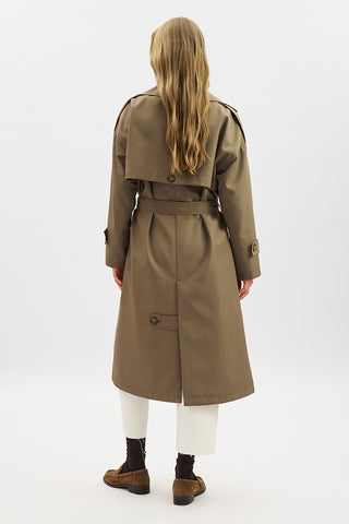 Double-Breasted Trench Coat With Buttons Mink
