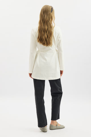 Waist Tie Long Sleeve T Shirt Ecru