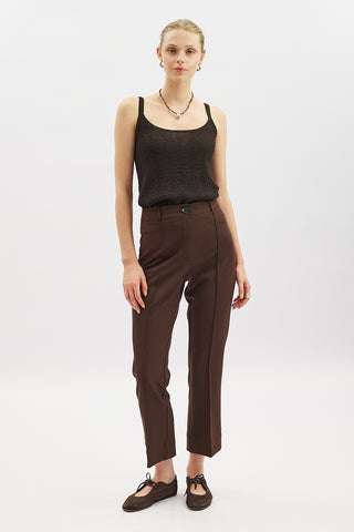 Straight Cut Trousers Dark Brown